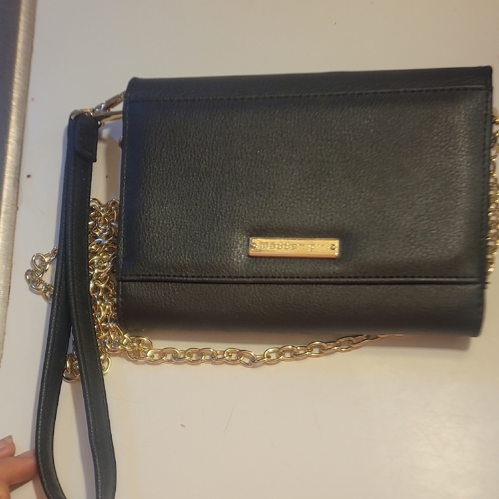 Madden Girl Black and Gold Crossbody Bag with Chain Strap